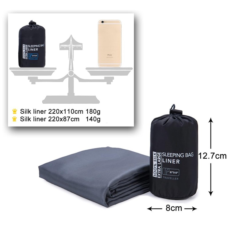 BROWINT Silk Sleeping Bag Liner, Silk Sleep Sack, Extra Wide