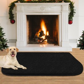 Fireplace Hearth Rug, 2' x 3' Fire Resistant Rugs for Fireplace Home Décor Hearth Pad, Non-Slip Fireplace Mat Protects Hardwood Floor and Carpet from Sparks and Embers, Black