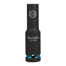 Makita E-16411 Impact Black Impact Socket 1/2" SW10 Long, Chrome-Molybdenum, 81.5 mm Long, Pack of 1