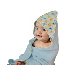 NATUZ Baby Hooded Towel and Washcloth Set Large Toddler Bath Towel 100% Natural Cotton,Soft and Absorbent, Infant Nursery Multi-use Bath Towel, Newborn Swaddle Wrap 33.5x33.5 inches 4 Seasons