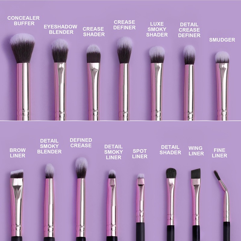 Bueart Design 15Pcs Professional Eye Makeup Brushes Set (Rose Gold