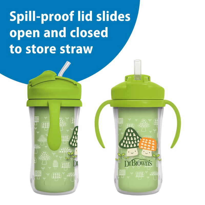 Dr. Brown's Milestones Insulated Sippy Cup with Straw and Handles,