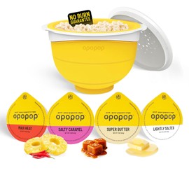 Opopop Microwave Popcorn - Variety 4-Pack Gourmet Popcorn Kit, Collapsible Silicone Popcorn Popper, Popcorn Maker, Gluten Free Snacks Variety Pack, BPA-Free and Dishwasher Safe (New Flavors)