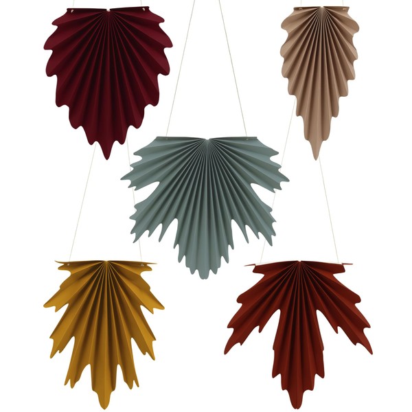 Elegant Thanksgiving Paper Fan Leaf Decorations - 5 Count |