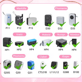 Nogeqi 4 Rolls D30 Labels, Thermal Printer Labels for Phomemo D30 D35 Q30 Q31 Q32 Q30s, 12 x 40 mm (0.47"x 1.57"), Print Master Label Refill for Office Home Shcool, 160/Roll (Colorful)