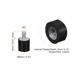 sourcing map Rubber Mounts 10pcs M3 Male/Female Vibration Isolator Shock Absorber, for Garage Motor Air Compressor Car Boat Bobbins, D8mmxH8mm
