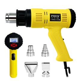 Heat Gun 2000W Heavy Duty Hot Air Gun Kit ，Variable Temperature Control 140℉~1202℉（60℃- 650℃） Overload Protection with 4 Nozzles for Crafts, Shrinking PVC, Stripping Paint,yellow，P-306