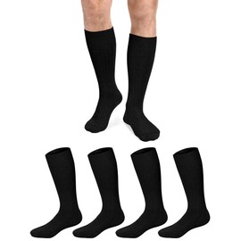Kiiwah 4 Pairs of Men's Long Socks 39-42 43-46 47-50 Men's 76% Cotton Knee Socks Men's Socks Knitted Socks Thermal Warm Winter, black