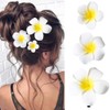 Hawaiian Flower Hair Clips,Artificial Tropical Flower Hairpins,3pcs Foam Plumeria Clips