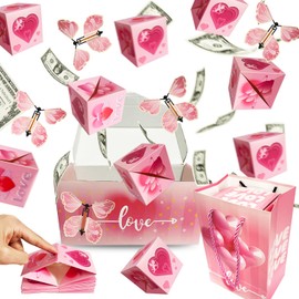 Surprise Gift Box Explosion, Exploding Money Gift Box for Cash Pop up Money Explosion Box for Anniversary, Valentine's Day, Wedding, Birthday Marriage Proposals（10 Box Set&5 Magic Flying Butterflies
