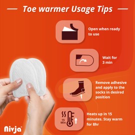 Top Heat Toe Foot Warmers - 10 Pairs - 8 Hours Warm Toes - Air Activated - Instant Heat - 100% Natural Heat - Foot Warmers for Men and Women