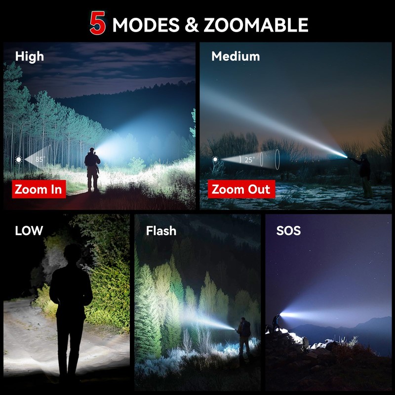 LETMY Tactical Flashlight S2000-2 Pack Bright Military Grade LED Flashlights