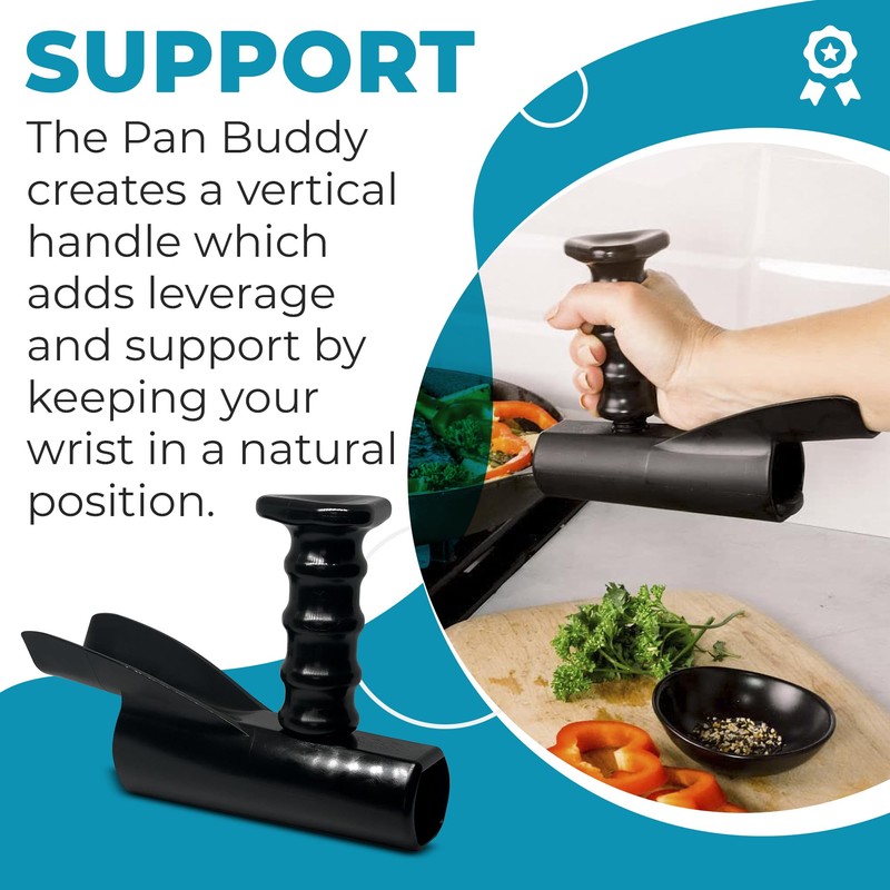 Pan Buddy™- Vertical Attachment for Pan Handle- Adds Leverage and
