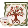 Aviv Judaica Rosh Hashanah Honey Plate Painted Apple Tree of