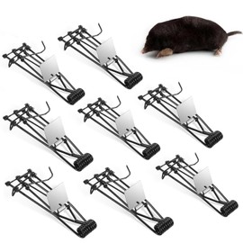 8 Pack Mole Gopher Traps for Outdoor Lawn and Garden, Heavy Duty Reusable Vole Traps, Professional Rodent Control Trapping Kit for Yard and Farm, Easy to Set (Black)