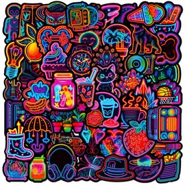 TXDAMAI Sticker Pack of 50 Neon Little Fresh Water Bottles Unicorn Phone Guitar Skateboard Computer Suitcase Bicycle Dragon Vinyl Stickers Waterproof Aesthetic Stickers for Teenagers