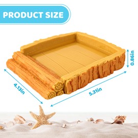 U0U Hermit Crab Water Bowl,Hermit Crab Water Tank with Climbing Ramp,Hermit Crab Habitat Hermit Crab Tank Accessories for Small to Medium Hermit Crab (Yellow, 5.31 x 4.13 x 0.86inch)