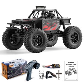 FMS RC Crawler 1/24 Lemur FCX24 4 Wheel Drive RC Rock Buggy, 2.4Ghz 380mAh Hobby Grade RC Car Model Off Road Vehicle RTR for Adults, Red