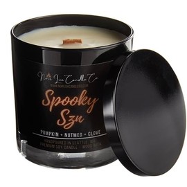 Noir Lux Candle Co | Spooky Szn | Premium Soy Wax Wood Wick Candle | 60+ hour Burn Time | 10 oz