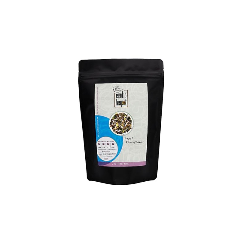 The Exotic Teapot – Peach Elderflower White Tea, 75g Pouch,