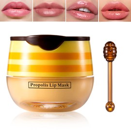 Fusang Bee Lip Balm Honey Pot,Bee Balm Hydrating Honey Lip Mask,Moisturzing Lip Scrubs Exfoliator