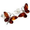 Genuine Cognac Baltic Amber and 925 Sterling Silver Studs Butterfly
