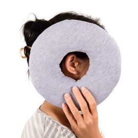 9'' Ear Piercing Pillow,Donut Pillow, O-Shaped Pillow With An Ear Hole For Side Sleepers,Cnh Piercing Pillow Donut,Suitable For Side Sleepers, Relieve Ear Pain, Otitis, And Pressure Sores (Gray)