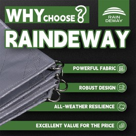 RAINDEWAY Tarps Heavy Duty Waterproof 8x10 Feet -14 Mils Super Heavy Duty Tarp with Metal Rings and Reinforced Corners and Edges, UV Resistant, Multipurpose Poly Tarp,Blue/Gray tarp