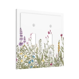 Ihsourgnitnem Decorative Switch Plates Vintage Wild Flower Colorful Flowers Plants 2 Gang Double Toggle Outlet Light Switch Cover Wall Plate Electrical Faceplate For Bed Room Living Room Decor