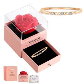 Novastar Handcrafted Zircon Inlaid Silver Plated Open Bracelet for Girlfriend's Mom, Perfect for Female Wearing (Gold-1)