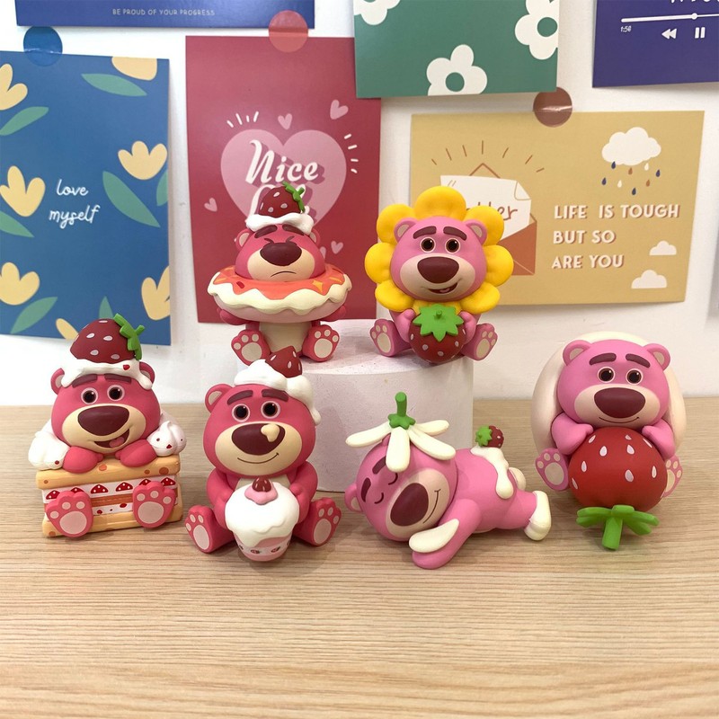 6pcs Cute Car Ornament Strawberry Bear Shape Multi Purpose Car