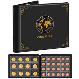 Coin Collection Supplies for Collectors, 300 Pockets Coins Collecting Folder Album with EVA Sleeves for 20/25/ 27/30/ 38/ 46mm. Coin Book Holder Storage Organizer Case for Money Currency, Penny