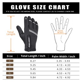 HIKENTURE Winter Bike Gloves,Cycling Gloves for Men and Women,Cold Weather Biking Gloves,Full Finger Thermal Windproof Bicycle Gloves for Riding, Hiking, Running(Black XXL)