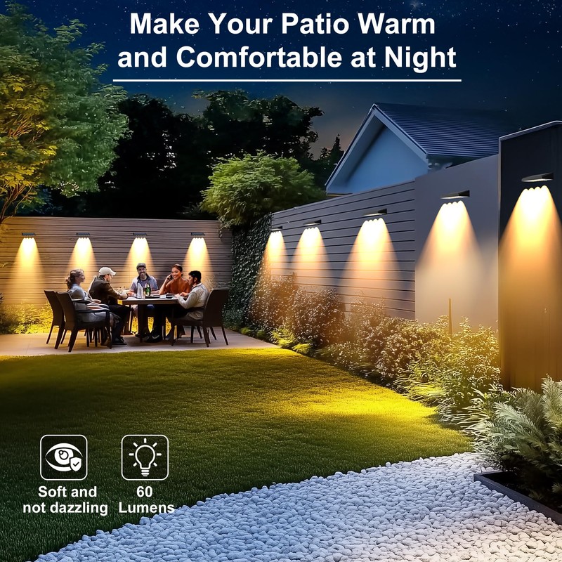 AUDLES Solar Fence Lights Outdoor, 8 Pack Fence Lights Solar
