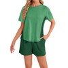 YAHESHION Women's Cozy Pjs Set Green Summer Pajama Set with