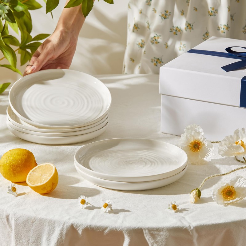 Sweese Dessert Plates, 7.8 Inch Porcelain Round Salad Plates Set