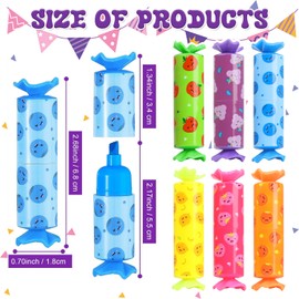 ZALAON Pack of 24 Mini Children's Highlighters, 6 Colours Candy Shape Mini Highlighters with a Variety of Fruit Prints for Children Funny Pens for Children Funny Pens for Children