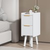 ELYKEN Narrow Side Table, Fluted Nightstand with Drawers, Wooden Small