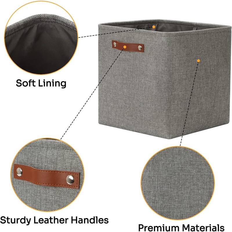 Mangata Collapsible Storage Cube Boxes, 28CM Cube Linen Woven Fabric