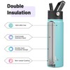 Konokyo 22oz Stainless Steel Bottles with 3 Lids Sport Insulated