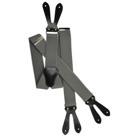 Olata Y-Shape Button-Down Extra Wide Formal Dress Suspenders/Braces - 4cm. Grey