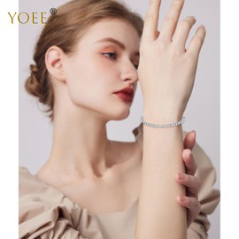 YOEE Adjustable Tennis Bracelets for Women, Sterling Silver Bracelet Silver Crystal Friendship Bracelet, Diamond Cubic Zircona Bracelet Birthday Gifts Mothers Day Gifts from Daughter Mum Gifts