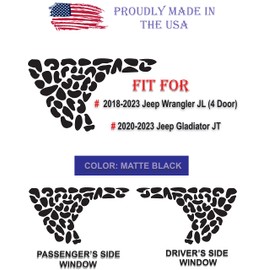 Side Fender Vent Leopard Cheetah Print Decal Compatible with 2018-2023 Jeep Wrangler JL & 2020-2023 Jeep Gladiator JT Made in The US Matte Black (Leopard Print)