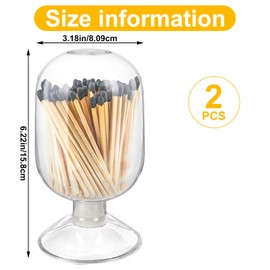 2 Pcs Glass Match Holder, 6 x 3.5 Inch Decorative Matches Jar for Scented Candle, Helix Shaped Match Holder for Dining Table Fireplace Bathroom Decoration(Matches Not Included)