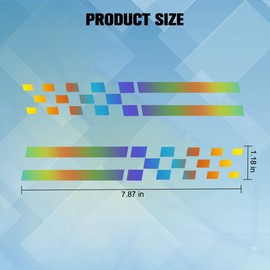 Zpana Car Checkered Flag Decal, 2PCS Waterproof Reflective Stripe Vehicle Stickers for Body Bumper, Lattice Grid Graphic Automotive Exterior Decoration, Universal for Truck SUV Sedan (Multicolor)