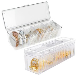 SUBGIU Clear Jewelry Box Organizer Clear Acrylic With Lid Travel Jewelry Case With Jewelry bags, for Earrings Rings Necklaces Organizer Box (Jewelry Box Set, With 40pcs Jewelry Bags)