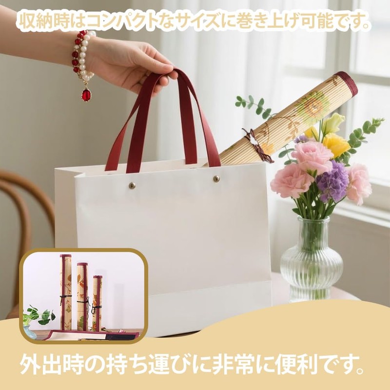 Brush Wrap, Floral Print, Calligraphy Brush Holder, Bamboo Brush Case,