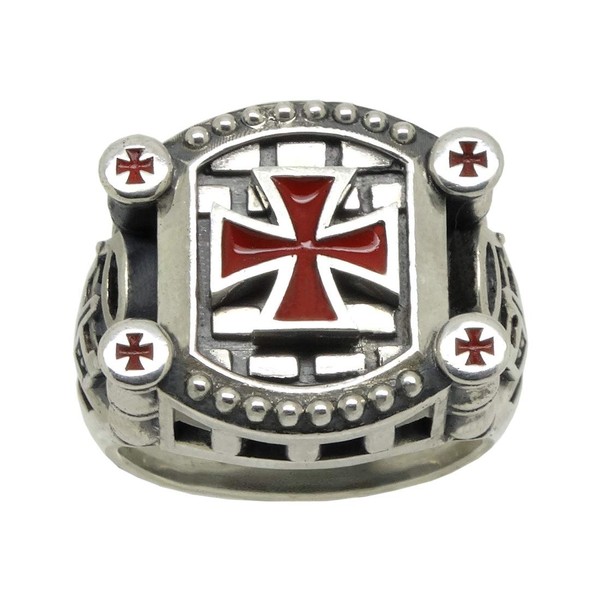 UNIQABLE Handmade Knight Templar Masonic Cross Ring Shield & Sword