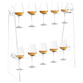 HOFURME 2 Tier Acrylic Champagne Flute Holder Stand with 10 Slots, Countertop Champagne Flute Glass Holder Stand, Tabletop Stemware Hanging Display Rack for Party
