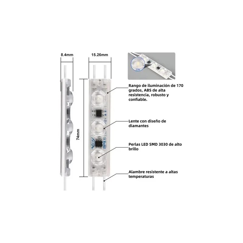 20 Pz Modulo 3 Leds 2835 110v Ip65 Luz Bca
